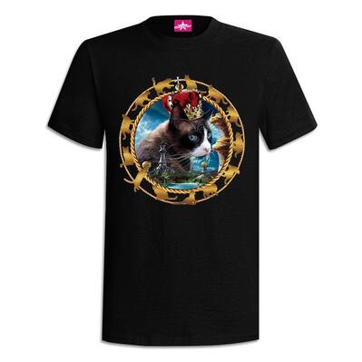 客製化T-shirt印刷 –戴皇冠的貓