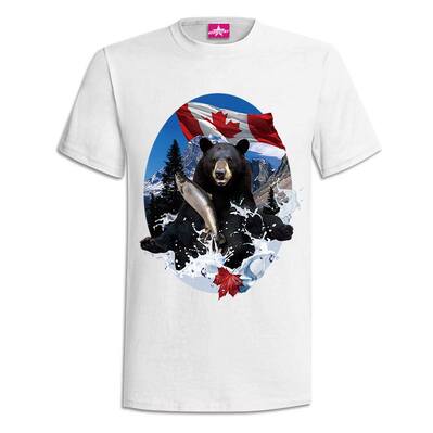 客製化T-shirt印刷 –加拿大黑熊抓鮭魚