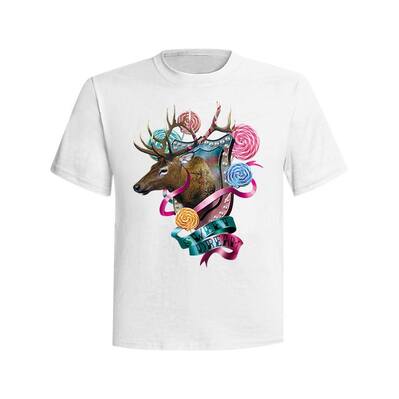 客製化圖案T-shirt設計-緞帶麋鹿