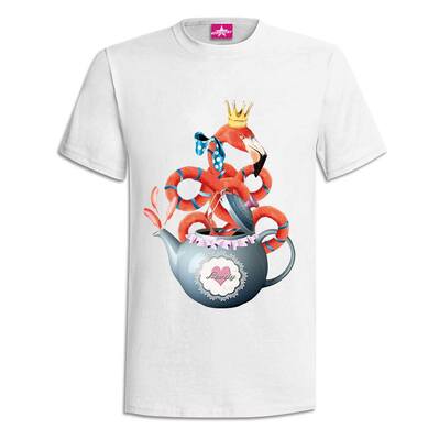 客製化T-shirt印刷 –戴皇冠的紅鶴